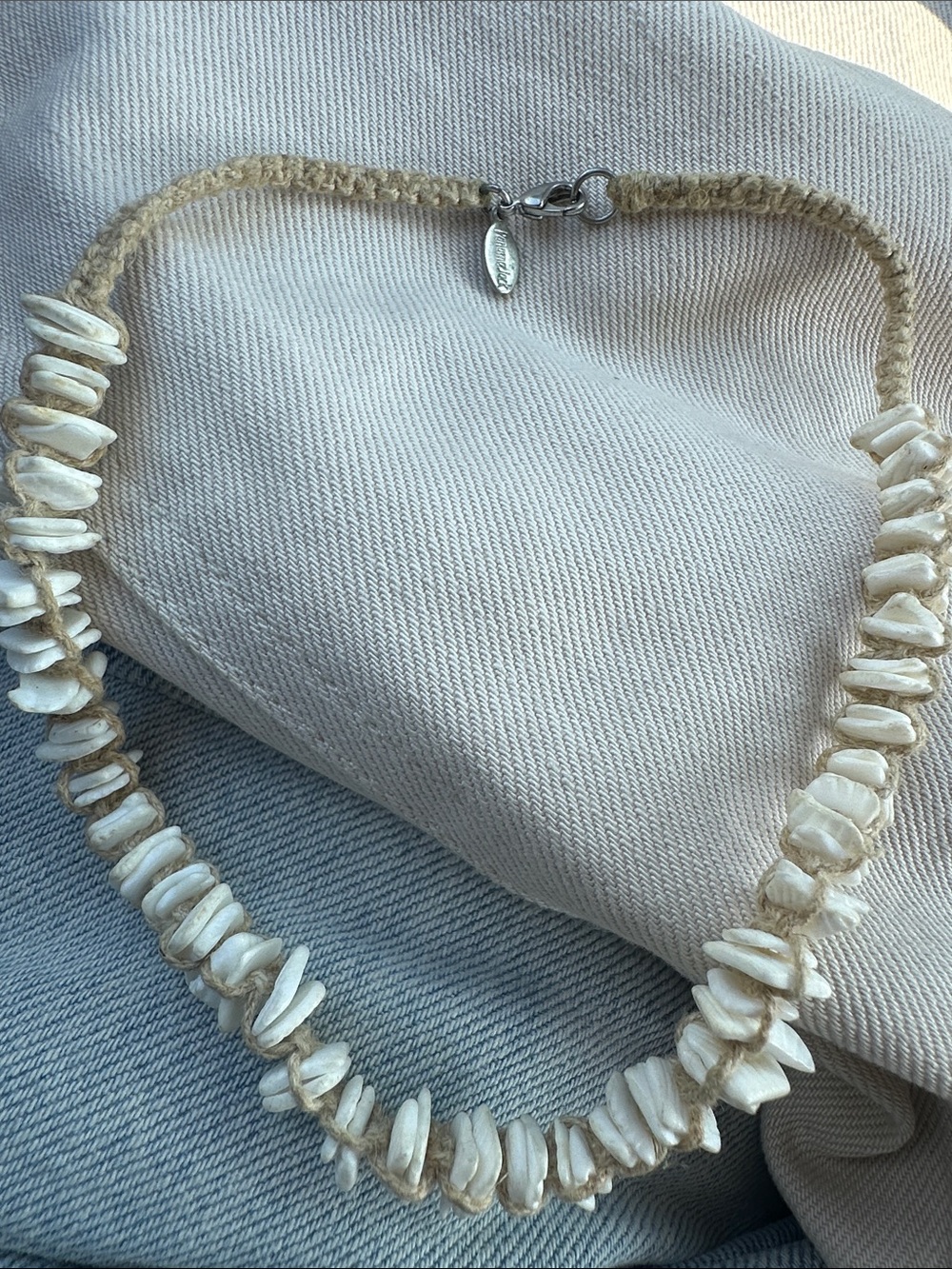 Panama Jack Coastal Cowgirl White Shell Chips Necklace with Natural Cord